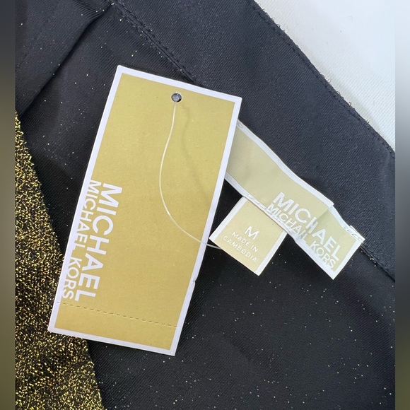 Michael Michael Kors NWT Asymmetrical Hemline Mini Skirt in Black & Gold Size:M - Picture 9 of 15